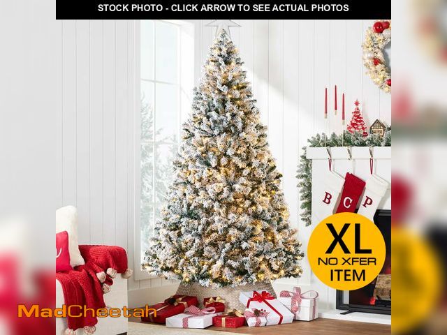 Lot 74-13045224 - Best Choice Products 6ft Pre-Lit Holiday Christmas Pine Tree w/ Snow Flocked Branches, 250 Warm Whit...