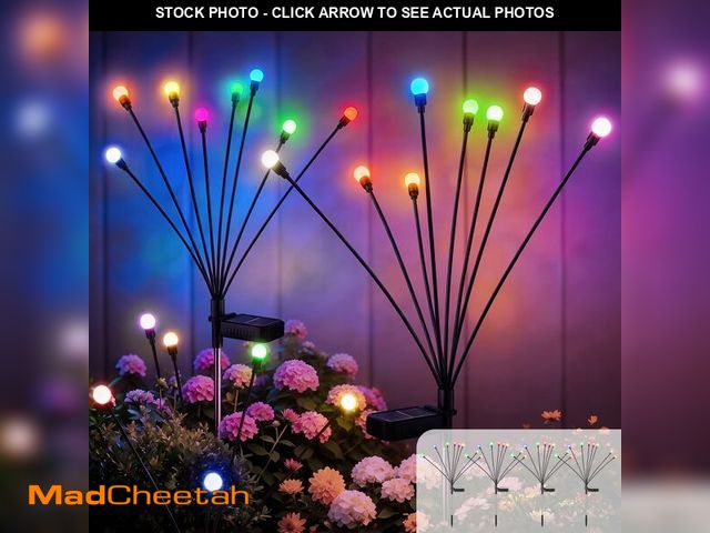 Lot 74-14385273 - Solar Firefly Lights Outdoor Waterproof Adjustable Height, Multicolor 4Pack - UNUSED