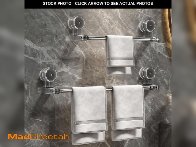 Lot 74-12311323 - Pack of 2 Pcs Suction Cup Towel Bar 19 inches Retractable Stainless Steel Towel Rod with Suction Cup...