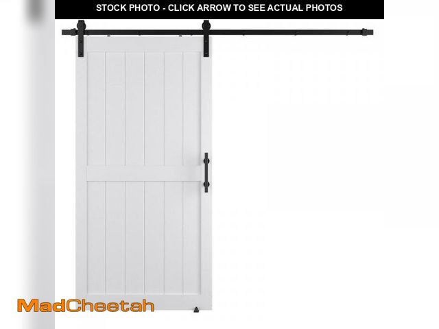 Lot 74-12104403 - COSHOMER 44in x 84in MDF Sliding Barn Door with 8ft Barn Door Hardware Kit &amp; Handle, Pre-Drilled...