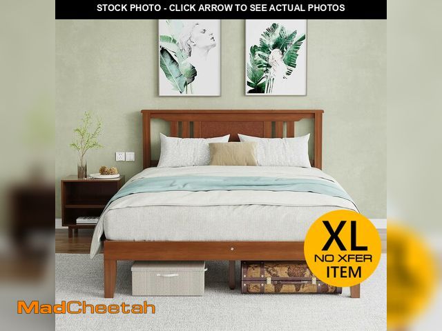 Lot 74-14371601 - OLIXIS Full Size Bed Frame with Headboard, Suitable for Bedroom Furniture, Sturdy Solid Wood Slat Su...