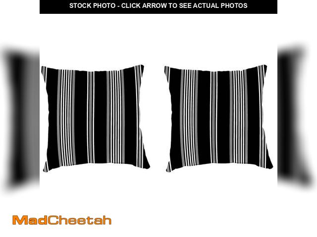 Lot 74-14290873 - Jordan Manufacturing 18 in. L x 12 in. W x 4 in. T Square Outdoor Throw Pillow in Reeder Black (2-Pa...