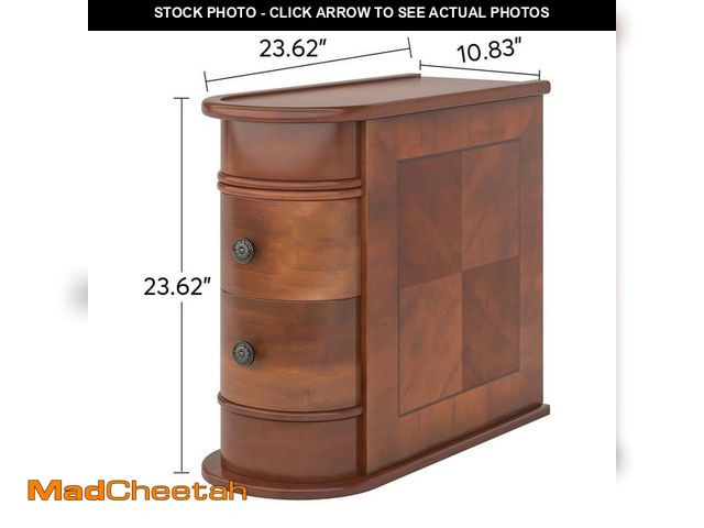 Lot 74-14252442 - BYBLIGHT Kerlin 23.6 in. Solid Wood 2-Drawer U-Shaped End Table Set, No Assembly Required, Finished ...