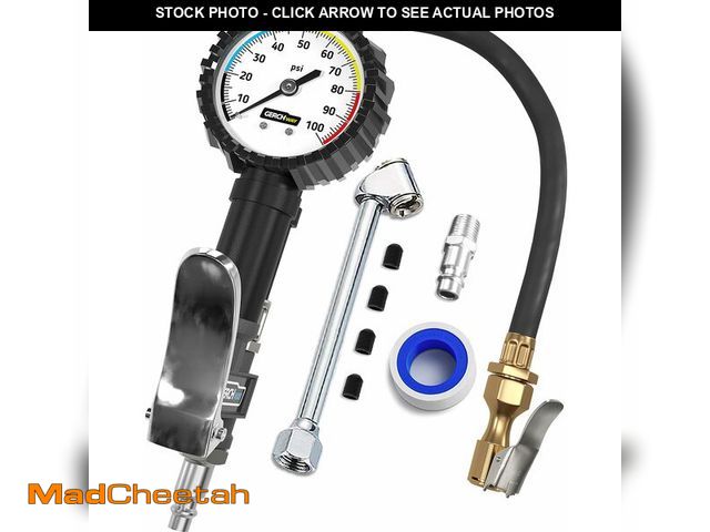 Lot 74-13524433 - Tire Inflator with Pressure Gauge and Longer Hose - Most Accurate Heavy Duty Air Chuck with Gauge fo...