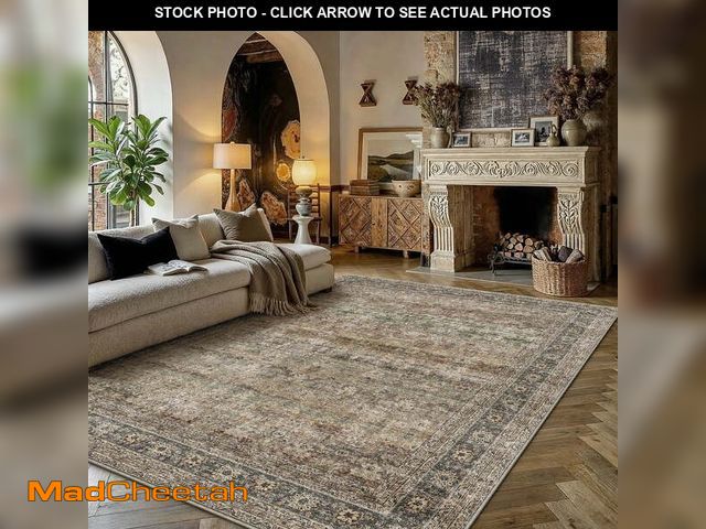 Lot 74-13053383 - BERTHMEER 5'x7' Vintage Brown Area Rugs for Living Room Bedroom Kitchen Traditional Rugs Non Slip Wa...