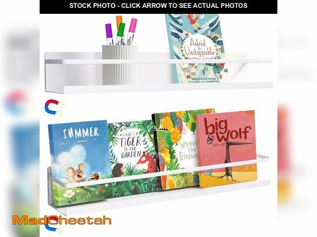 Lot 74-14433928 - WYLUNBI 2 Pcs Magnetic Metal Book Shelves, 15.7'' x 2.7'' x 2.7'', Special for Whiteboard, Classroom...