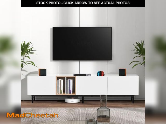 Lot 74-12480701 - Paproos TV Stand For 75 Inches TVs Floating TV Stand With LED Lights High Gloss Wall-Mounted Enterta...