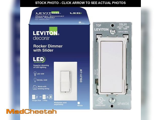 Lot 74-14597915 - Leviton Decora Rocker White LED Advanced Dimmer Switch for LED and Incandescent Bulbs, 150-Watt Sing...