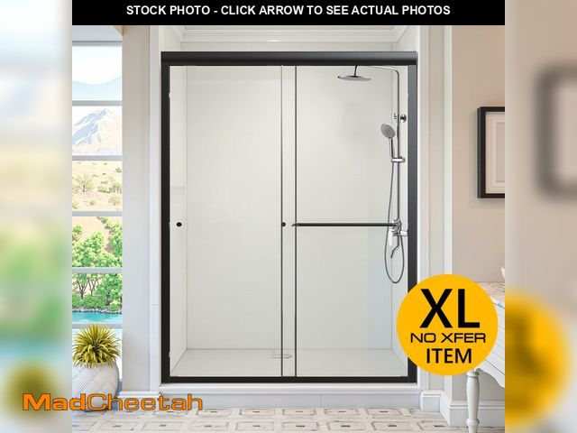 Lot 74-12689512 - Osparple Shower Door 40-48" W x 72" H Double Sliding Shower Doors Glass Shower Door Semi-Frameless w...