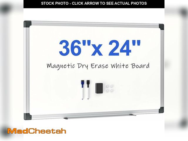 Lot 74-12695883 - Scribanx Magnetic White Board 36" x 24" for Wall, Dry Erase Board for Home Office, School, Study Roo...