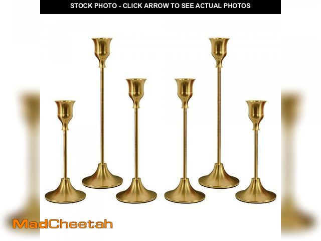 Lot 74-12051230 - NLBTW Set of 6 Brass Gold Candle Holders for Taper, Vintage Candlestick Holder Decorative Metal Cand...
