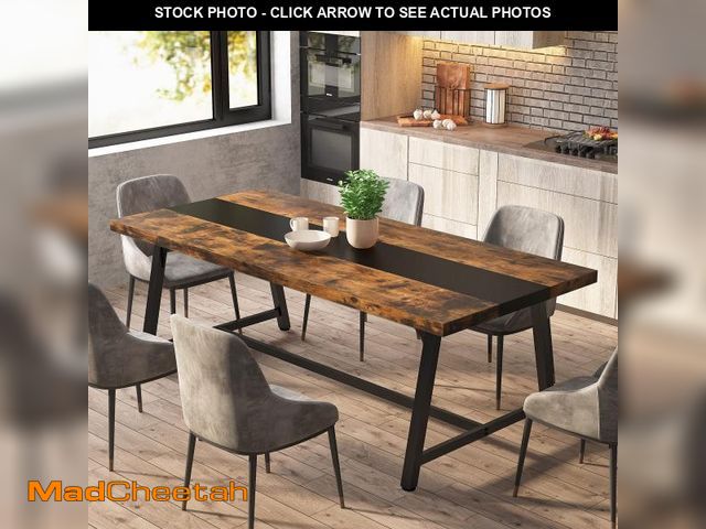 Lot 74-12161952 - Tribesigns Dining Table for 8 People, 70.87-inch Rectangular Wood Kitchen Table with Strong Metal Fr...