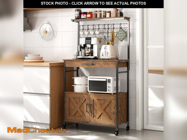 Lot 74-13766934 - Behost Baker's Rack with Cabinet, Kitchen Adjustable Storage Shelves for Microwave Cart Oven Stand C...