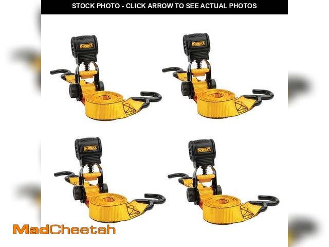 Lot 74-12671992 - DEWALT 1.0 in. x 12 ft. Ratchet Tie-Down Straps 1500 lbs. Break Strength (4-Pack) - UNUSED