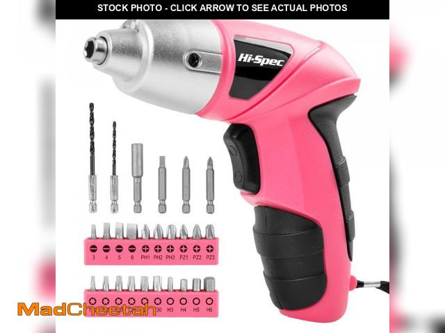 Lot 74-12115791 - Hi-Spec Electric Screwdriver 27pc 3.6V Pink USB Small Power Screwdriver Set. Cordless &amp; Recharge...