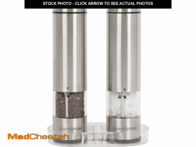 Lot 74-12713990 - Latent Epicure Electric Salt and Pepper Grinder Set - Battery Operated, Stainless Steel Shakers with...