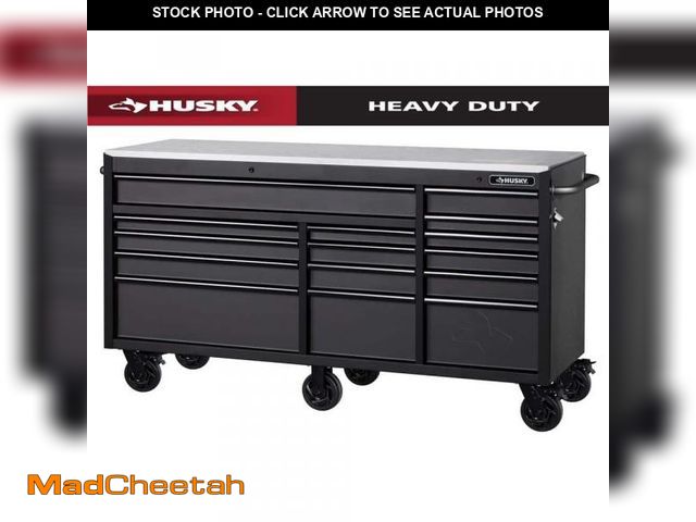 Lot 74-12289009 - Husky 72 in. W x 24 in. D Heavy Duty 15-Drawer Mobile Workbench Cabinet Chest with Stainless Steel T...