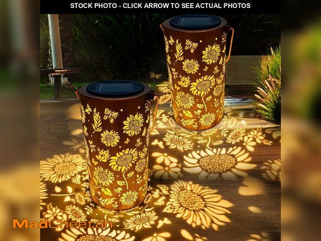 Lot 74-14144579 - ANYTALK 2Pack Sunflower Solar Lanterns Outdoor Waterproof, Birthday Gifts for Women Mom Grandma, Han...
