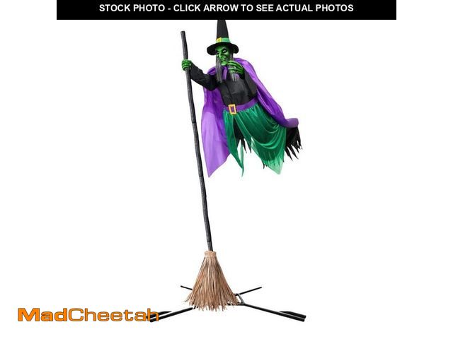 Lot 74-12746689 - OGETFUUR 12 ft. Halloween Outdoor Decoration Hovering Witch Animatronics Prop with Sound and Touch A...