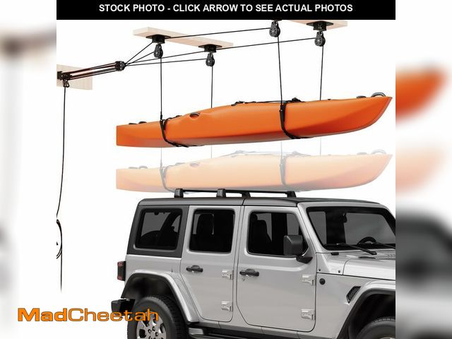 Lot 74-14300661 - Pacikwest Kayak Storage Hoist for Garage Ceiling Ã¢â¬â 180lb Heavy Duty Overhead Pulley System, K...