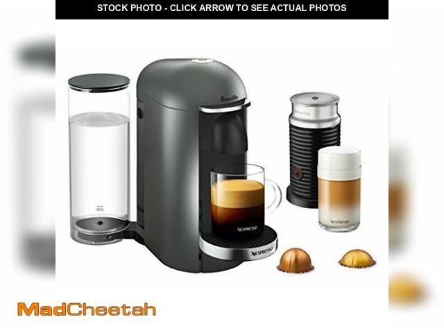 Lot 74-12762242 - Nespresso Vertuo Plus Deluxe Coffee and Espresso Maker by Breville, Titan with Aeroccino Milk Frothe...