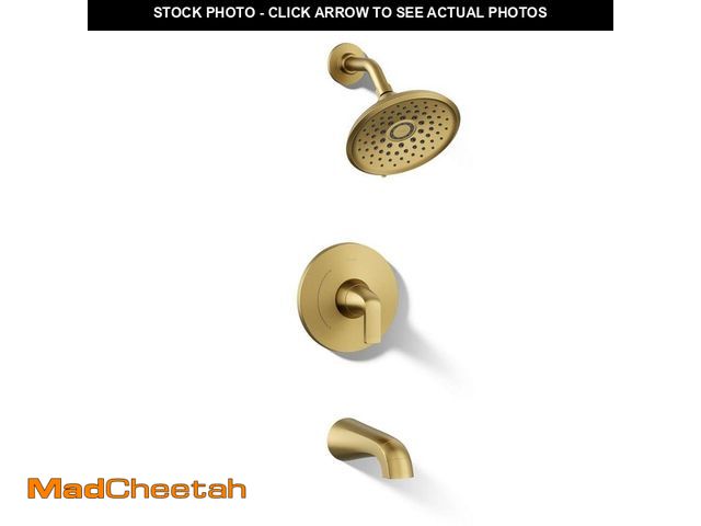 Lot 74-14306308 - KOHLER Cursiva Single-Handle 3-Spray Tub and Shower Faucet 1.75 GPM in Vibrant Brushed Moderne Brass...