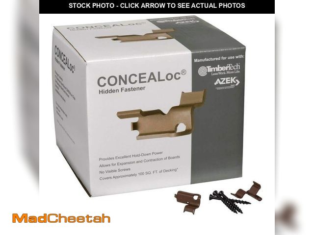 Lot 74-14607363 - TimberTech CONCEALoc Hidden Fastener 100 sq. ft. (175 CONCEALoc Fasteners, 184 Screws and Drive Bit)...