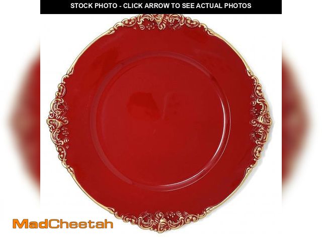 Lot 74-12303145 - allgala 13-Inch 6-Pack Heavy Quality Round Charger Plates-Floral Red-HD80348 - UNUSED