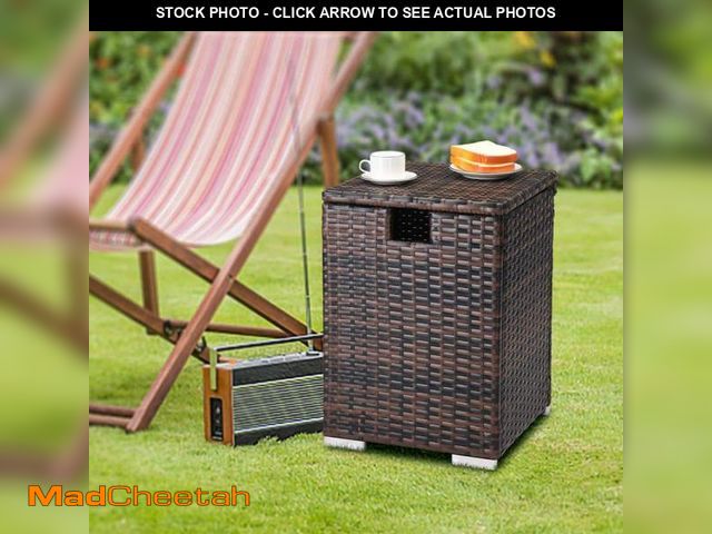 Lot 74-12495115 - Karl home Brown Wicker Outdoor Side Table - UNUSED