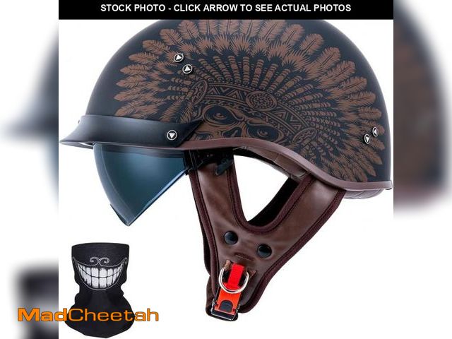 Lot 74-12333207 - VCOROS Half Helmet Motorcycle DOT Approved Open Face Helmet with Sun Visor and Quick Release Buckle ...