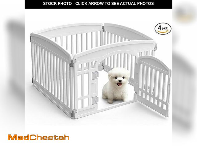 Lot 74-14067606 - SMUG Dog Playpen 4-Panel 24 Inch Safe Secure Indoor Outdoor Pet Fence, Folding Portable 35 x 35 x 24...