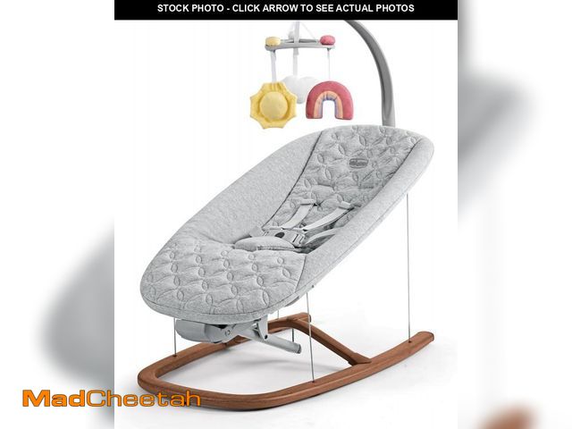 Lot 74-12211327 - Chicco Float Baby Bouncer Seat, Quilted Organic Cotton Seat Pad, Included bar with Plush | Cloud/Gre...