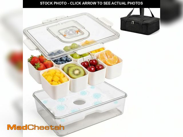 Lot 74-14475367 - ERABAY Chilled Portable Snackle Box container, Divided Serving Tray, Beach Essentials Insulated Cont...
