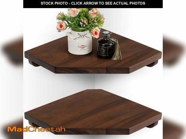 Lot 74-13568159 - Demigo Hexagon Corner Floating Shelves Wall Mount (Set of 2) Ã¢â¬â Solid Acacia Wood with Hidden ...