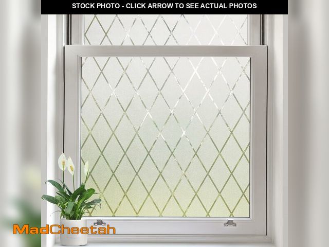 Lot 74-13064843 - bofeifs Window Privacy Film Frosted Glass Static Cling Lattice Decorative for Bathroom, UV Blocking ...