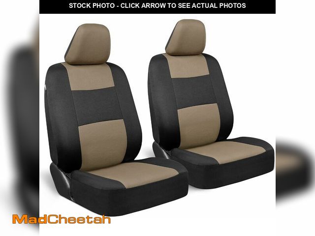 Lot 74-14277116 - BDK PolyPro 2-Pack Front Car Seat Covers Set in Beige/Black - Front Seat Covers for Cars Trucks Vans...