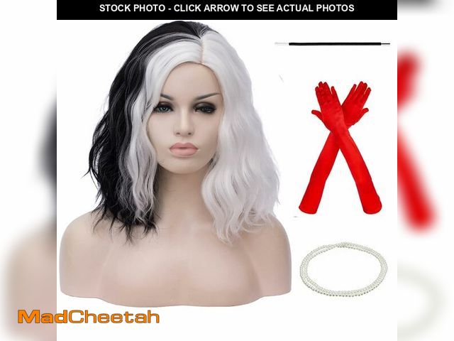 Lot 74-14424014 - BERON 14" Women Girls Short Curly Bob Wavy Wig Body Wave Halloween Cosplay Daily Party Wigs (Black a...