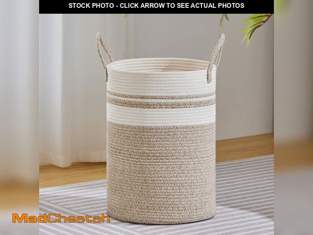 Lot 74-13721151 - VIPOSCO Large Laundry Hamper, Tall Woven Rope Storage Basket for Blanket, Toys, Dirty Clothes in Liv...