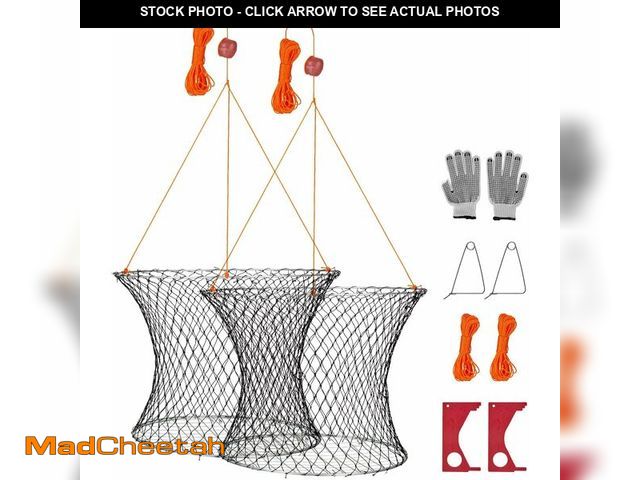 Lot 74-14349119 - VEVOR Double Ring Crab Trap, 24 inch Top, 20 inch Bottom, Two Rings Crab Kit, Foldable Fishing Net w...