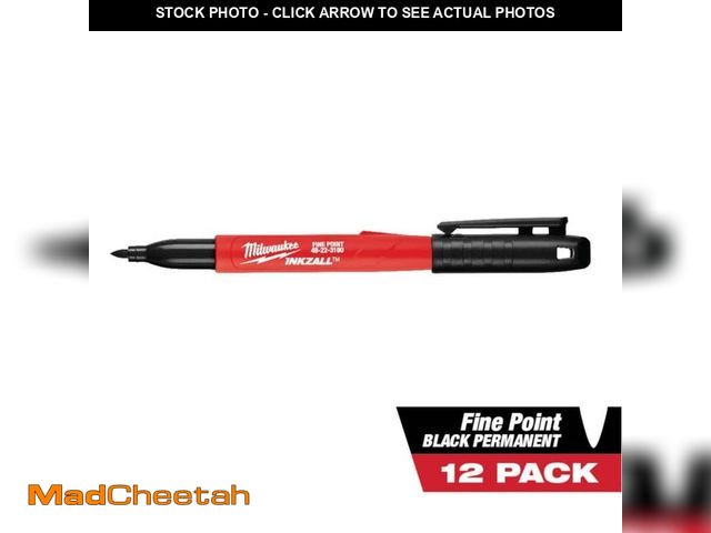 Lot 74-12856479 - (5 PACKS OF 12) Milwaukee INKZALL Black Fine Point Jobsite Permanent Marker (12-Pack) - UNUSED