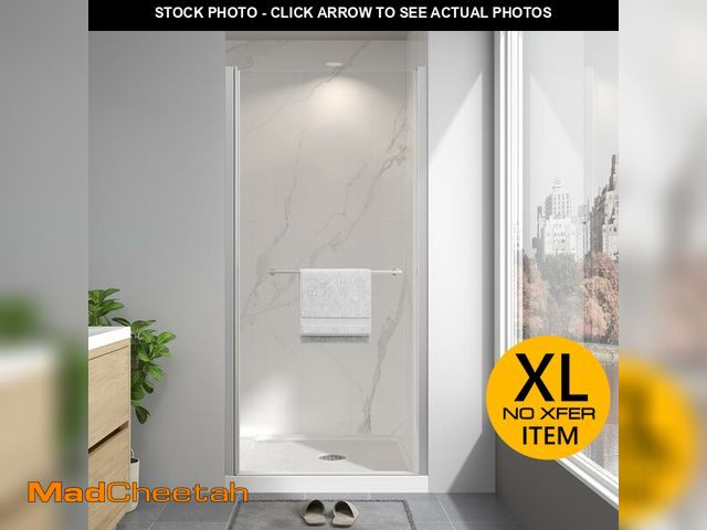 Lot 74-12689924 - EASYWORC Frameless Pivot Shower Door 34"-36" W x 72" H, Swing Shower Glass Doors with Nano Explosion...