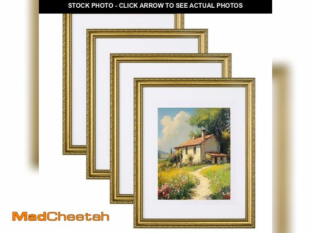 Lot 74-14266701 - eletecpro 11x14 Picture Frames Set of 4, Vintage Photo Frame with Glass Cover, Gold Frames Display 8...