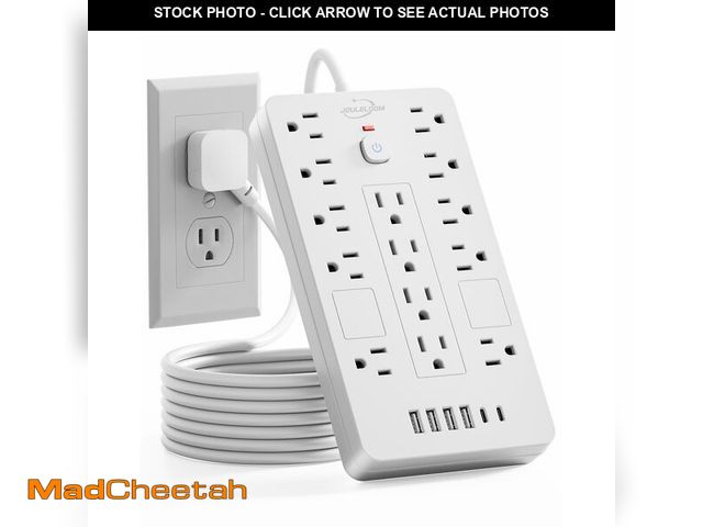 Lot 74-14427893 - JouleLoom Surge Protector Power Strip-14 Outlets and 6 USB Ports, 6 Feet Flat Plug Extension Cord, 1...