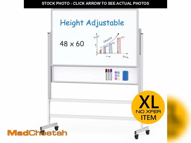 Lot 74-12693092 - maxtek Dry Erase Whiteboard Height Adjustable, Easel Stand Rolling White Board on Wheels - 48 x 60 L...