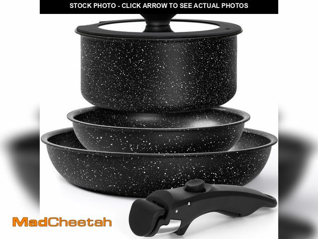 Lot 74-12714776 - MICHELANGELO Pots and Pans Set Detachable Handle, 5 Piece Nonstick Kitchen Cookware Sets, Stackable ...