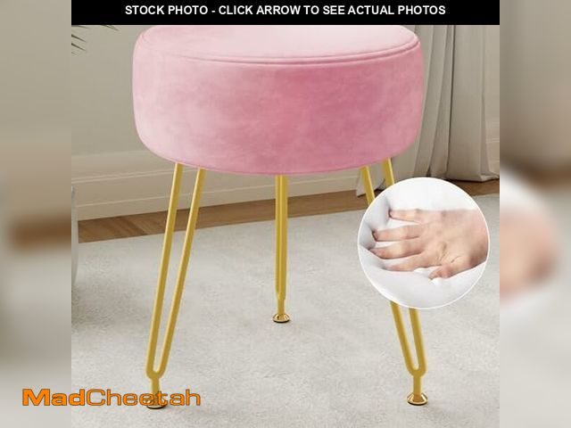 Lot 74-11506894 - Ottoman Velvet Vanity Stool - Stool for Bedroom,Make Up Chiar Soft Footrest 3 Metal Legs with Anti-S...