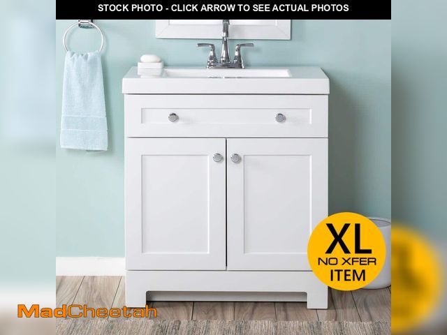 Lot 74-13099294 - Glacier Bay Everdean 31 in. Single Sink White Bath Vanity with White Cultured Marble Top (Assembled)...