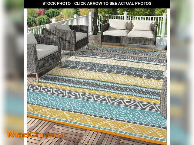 Lot 74-12665296 - SLEKVERSA Waterproof Outdoor Rug for Camping 10x14 Outdoor Rugs for Patios Reversible Plastic Straw ...