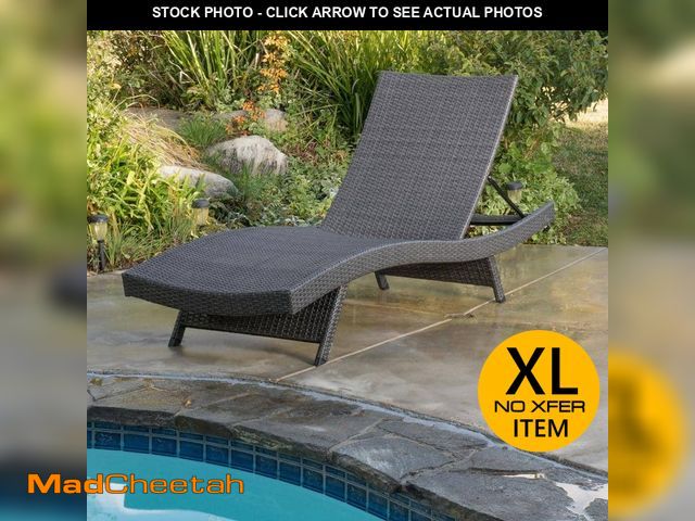 Lot 74-14347373 - Noble House Salem Gray 1-Piece Faux Rattan Outdoor Patio Chaise Lounge - UNUSED