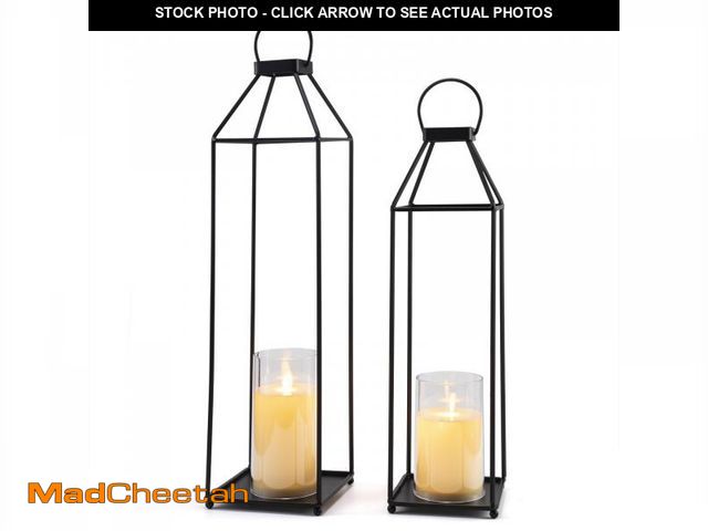 Lot 74-12119215 - Outdoor Lantern Decorative 21.5" 18.3" Candle Lantern Set of 2 Porch Lantern Decorative Front Porch ...